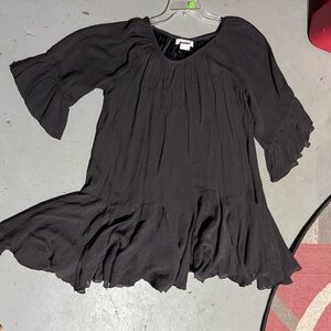 Black Pleated Ruffled Midi Sundress